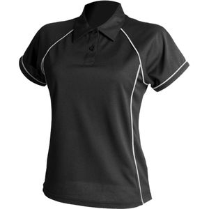 Finden & Hales Dames Coolplus Sportief Poloshirt met pijpleidingen (L) (Zwart/Wit)