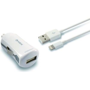 USB-Autolader + MFi Lightning Kabel KSIX 2.4 A Wit