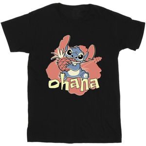 Disney Heren Lilo en Stitch Ohana Ananas T-shirt (S) (Zwart)