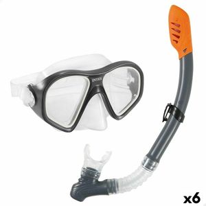 Snorkelbril en -buis voor Kinderen Intex Reef Rider Blauw (6 Stuks)