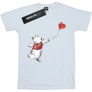 Disney Katoenen Winnie de Poeh ballon T-shirt voor meisjes (116) (Wit)