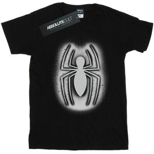 Marvel Meisjes Spider-Man Graffiti Logo Katoenen T-Shirt (128) (Zwart)