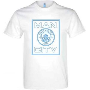 Manchester City FC Unisex T-Shirt voor Volwassenen (L) (Wit)