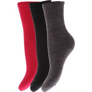 Floso Kinderjongens/meisjes Winterthermische sokken (Pakket van 3) (26-31 EU) (Zwart/Grijs/Hot Roze)