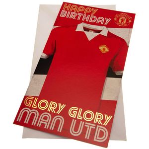 Manchester United FC Retro verjaardagskaart (22 cm x 12 cm) (Rood/Geel)