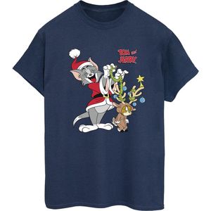 Tom & Jerry Womens/Ladies Christmas Reindeer Cotton Boyfriend T-Shirt