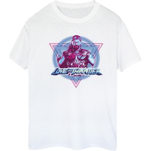 Marvel Dames/Dames Thor Love And Thunder Neon Badge Katoenen Vriendje T-shirt (XXL) (Wit)