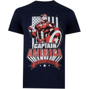 Captain America Heren The First Avenger Vlag T-Shirt (XXL) (Marine)
