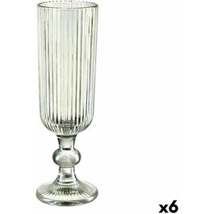 Champagneglas Strepen Groen Glas 160 ml (6 Stuks)