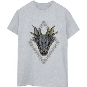 Game Of Thrones: House Of The Dragon Dames/Dames Drakenpatroon Katoenen Vriendje T-shirt (S) (Sportgrijs)