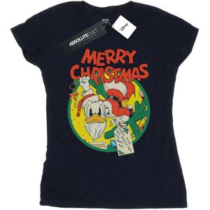 Disney Dames/Dames Donald Duck Vrolijk Kerstmis Katoenen T-Shirt (XL) (Marineblauw)