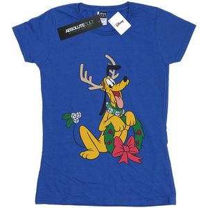 Disney Dames/Dames Pluto Kerst Rendier Katoenen T-Shirt (XXL) (Koningsblauw)