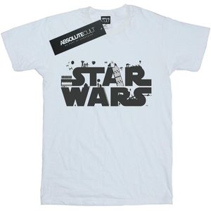 Star Wars Katoenen T-shirt met minimalistisch logo voor meisjes (152-158) (Wit)
