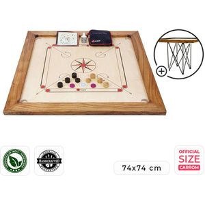 Ubergames - Toernooi Carrom set - Tactisch spel - Professioneel - 12 kg - Topkwaliteit Hardhout Met tafel Kwaliteit en Klasse