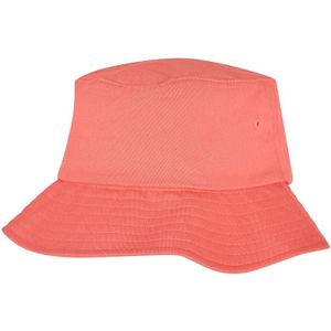 Flexfit by Yupoong Volwassenen Unisex Katoenen Twill Bucket Hat  (Gekruid koraal)