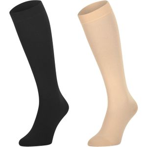 Dunimed premium comfort steunkousen drukklasse 1 - Gesloten teen (Zwart & beige) (Per paar)