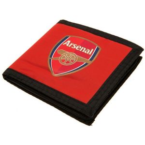 Arsenal FC Canvas Touch Bevestiging Portemonnee (11 x 10cm) (Zwart/Rood)