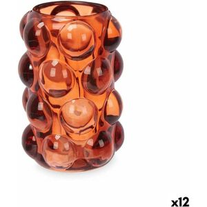 Kaarshouder Microbolletjes Oranje Kristal 8,4 x 12,5 x 8,4 cm (12 Stuks)