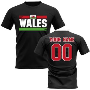 Personalised Wales Fan Football T-Shirt (black)