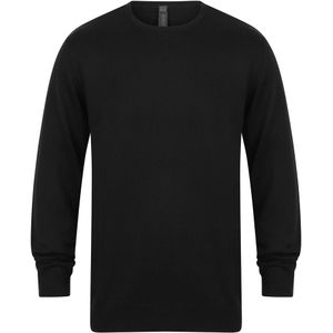 Henbury Heren Sweatshirt met ronde hals in katoen acryl (L) (Zwart)