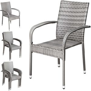 Polyrattan Stapelstoel Comfort Set van 4 kleur Grijs