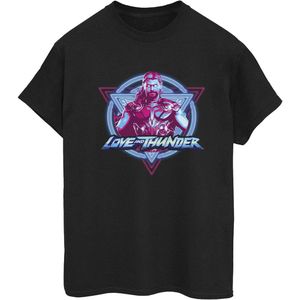 Marvel Dames/Dames Thor Love And Thunder Neon Badge Katoenen Vriendje T-shirt (3XL) (Zwart)
