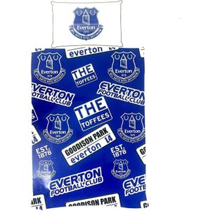 Everton FC Patches Dekbedovertrekset (Einzelbett) (Blauw/Wit)