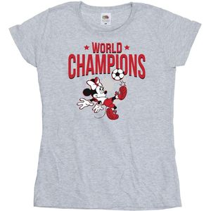 Disney Dames/Dames Minnie Mouse Wereldkampioen Katoenen T-Shirt (XL) (Sportgrijs)