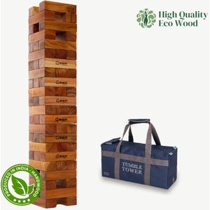 Hardhouten Stapeltoren - Midi - 5 KG - tot 90+ cm hoog - Gelakt ECO hout - Made in India - In Luxe Draagtas  Top  Kwaliteit en Klasse
