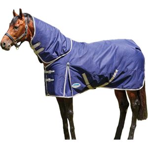 Weatherbeeta Comfitec Essential Plus Afneembare Hals Lichtgewicht Paarden Overgooideken (152cm) (Marine / Zilver / Rood)