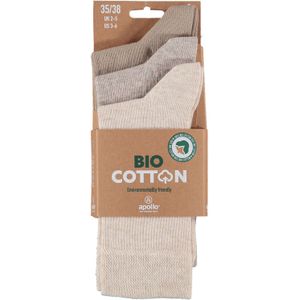 Apollo - Sokken van biologisch katoen - Multi Beige - Maat 43/46 - 3-Paar - Biologisch - Zwarte sokken - Sokken maat 43 46 - Heren sokken