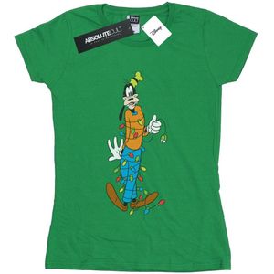 Disney Dames/Dames Goofy Kerstverlichting Katoenen T-Shirt (S) (Iers Groen)