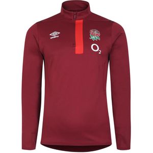 Umbro Kinder/Kids 23/24 Engeland Rugby Half Zip Fleece Top (128) (Tibetaans Rood/Zinfandel/Flame Scarlet)