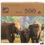 Puzzel Colorbaby Elephant 500 Onderdelen 6 Stuks 61 x 46 x 0,1 cm