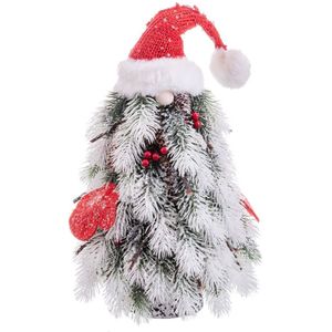 Kerstboom Wit Rood Groen Plastic Polyfoam Weefsel 21 x 21 x 45 cm