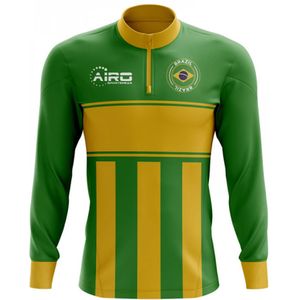 Brazil Concept Football Half Zip Midlayer Top (Green-Yellow)