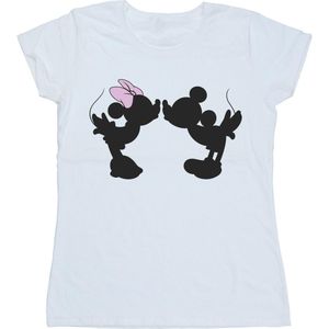 Disney Dames/Dames Mickey Minnie Kiss Silhouet Katoenen T-Shirt (S) (Wit)