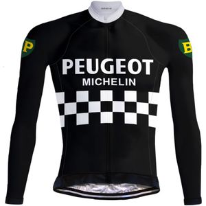 Retro Winter Wielerjack (fleece) Peugeot Zwart/Wit - RedTed (XL)