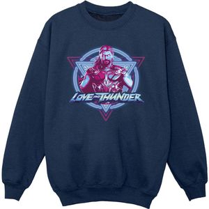 Marvel Meisjes Thor Love And Thunder Neon Badge Sweatshirt (152-158) (Marineblauw)