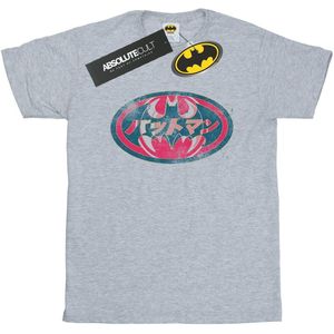 DC Comics Jongens Batman Japans Logo Rood T-Shirt (140-146) (Sportgrijs)