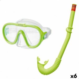 Snorkelbril en -buis voor Kinderen Intex Adventurer Groen (6 Stuks)