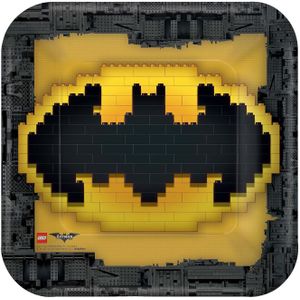 Lego Batman Movie Feestborden met logo (Set van 8)  (Geel/zwart)