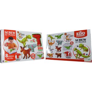 Schmidt 3D schroefpuzzel met 8 wilde dieren