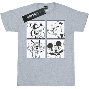 Disney Dames/Dames Mickey, Donald, Goofy en Pluto Boxed Katoenen Vriendje T-shirt (M) (Sportgrijs)