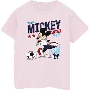 Disney Dames/Dames Mickey Mouse Team Mickey Voetbal Katoenen Vriendje T-shirt (XL) (Baby Roze)