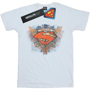 DC Comics Jongens Superman Vleugels Schild T-Shirt (128) (Wit)