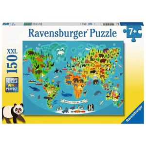 Puzzel 150 stukjes Ravensburger - Wereldkaart Met Dieren