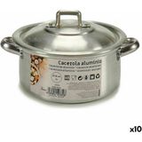 Kookpot met Deksel Ø 14 cm Zilverkleurig Aluminium 1 L (10 Stuks)