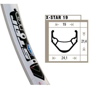 Rigida x-star 19 velg wit etrto 507-19 (24x1.75) 36-gaats