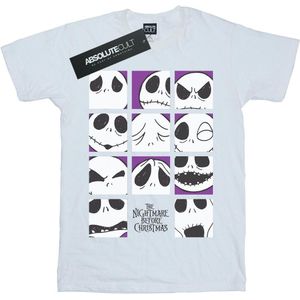 Disney Meisjes Nightmare Before Christmas Vele gezichten van Jack Vierkantjes Katoenen T-Shirt (152-158) (Wit)